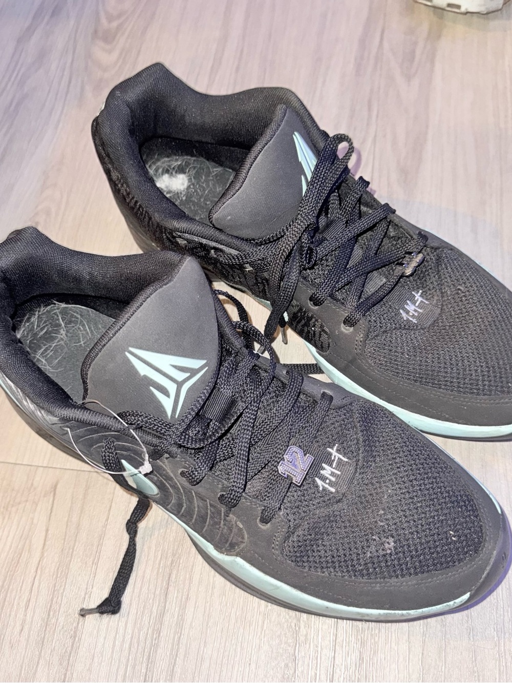 Men's Black Athletic Sneakers with Mint Accents